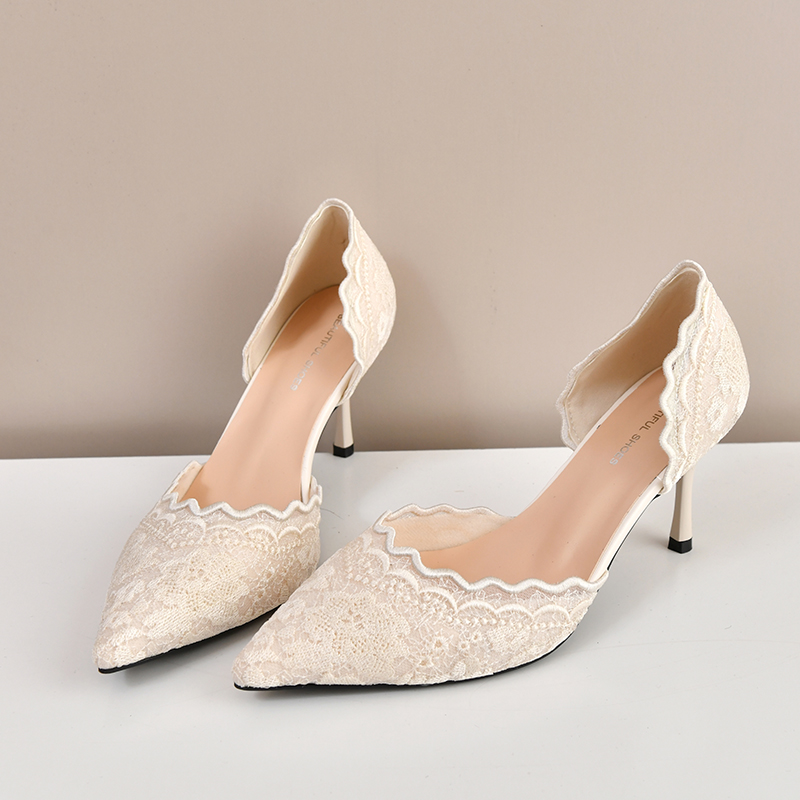 Women'S Shoes - Lace Pointed Toe High Heels Women