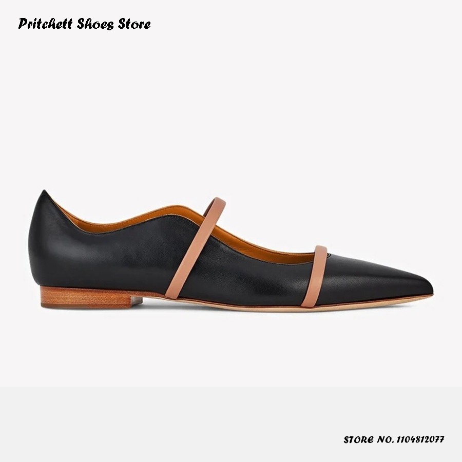 Men'S Shoes - Women's Dual-straps Leather Ballet Flats Pointed