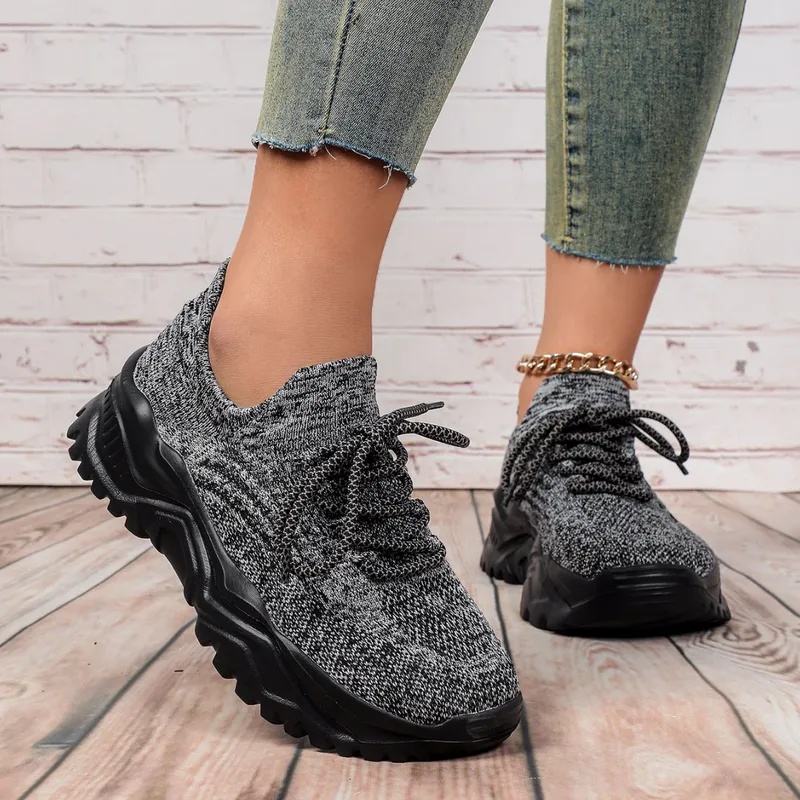 Fashion Chunky Platform Sneake - огляд і ціна Knit Fabric Lace Up Sneakers